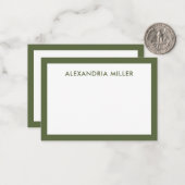 Moderne minimale monogram naam Olive Notitiekaartje (Voorkant / Achterkant in situ)