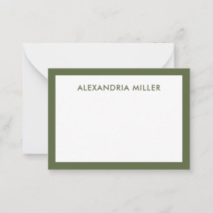 Moderne minimale monogram naam Olive Notitiekaartje