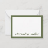 Moderne minimale monogram naam Olive Notitiekaartje (Achterkant)
