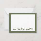 Moderne minimale monogram naam Olive Notitiekaartje (Voorkant)