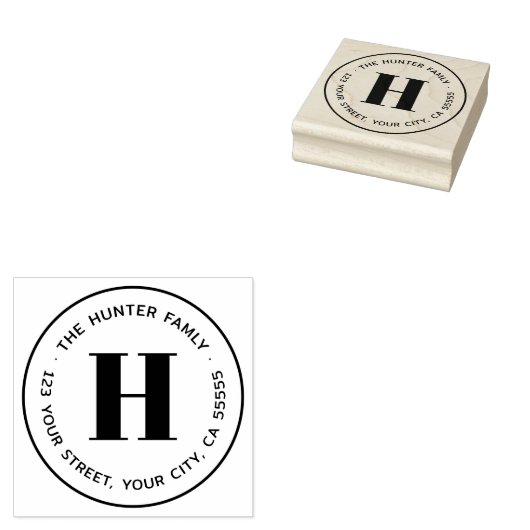 Moderne minimale monogram retouradres rubberstempel (Gestempeld)