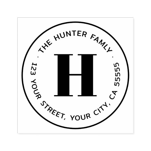 Moderne minimale monogram retouradres rubberstempel (Afrduk)