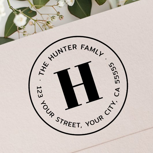 Moderne minimale monogram retouradres rubberstempel