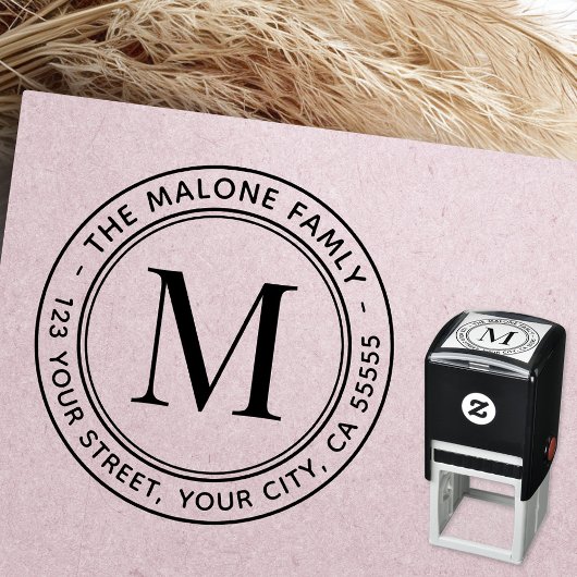 Moderne minimale monogram retouradres zelfinktende stempel