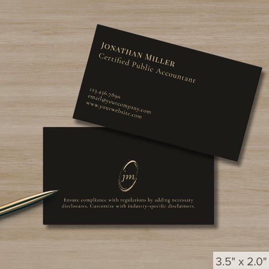 Moderne minimale monogram visitekaartje