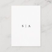 Moderne minimale monogram zwart en witbruiloft informatiekaartje (Achterkant)