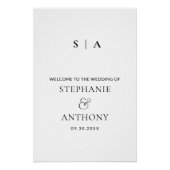 Moderne minimale monogram zwart en witbruiloft perfect poster (Voorkant)