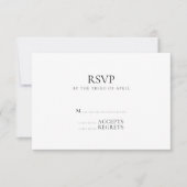 Moderne minimale monogram zwart en witbruiloft RSVP kaartje (Voorkant)