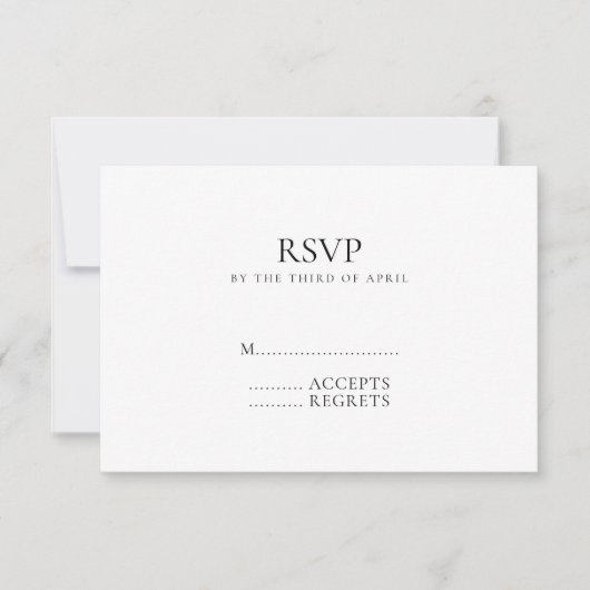 Moderne minimale monogram zwart en witbruiloft RSVP kaartje (Voorkant)