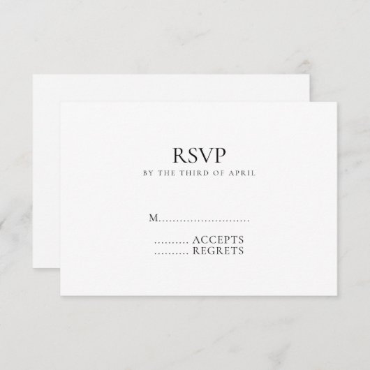 Moderne minimale monogram zwart en witbruiloft RSVP kaartje (Voorkant / Achterkant)
