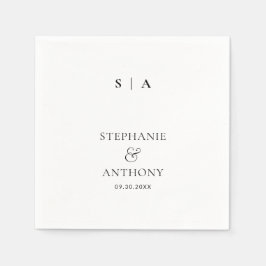Moderne minimale monogram zwart en witbruiloft servet