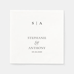 Moderne minimale monogram zwart en witbruiloft servet