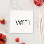 Moderne minimale monogram zwart en witbruiloft servet (Insitu)