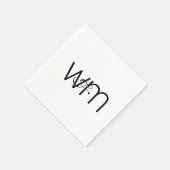 Moderne minimale monogram zwart en witbruiloft servet (Hoek)
