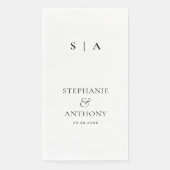 Moderne minimale monogram zwart en witbruiloft servet (Voorkant)