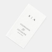 Moderne minimale monogram zwart en witbruiloft servet (Hoek)