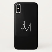 Moderne, minimale monogram zwart-wit Case-Mate iPhone case (Achterkant)