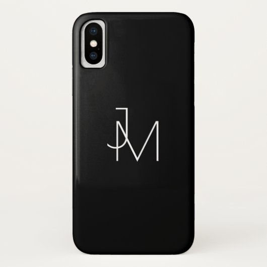 Moderne, minimale monogram zwart-wit Case-Mate iPhone case (Achterkant)