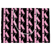 Moderne minimale monogram zwart-wit en roze groot cadeauzakje (Achterkant)