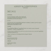 Moderne minimale Mos & Sage Groene Bruiloft Recept Menu (Voorkant)