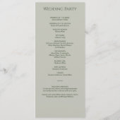 Moderne Minimale Mos & Sage Groene Huwelijksceremo Programmakaart (Achterkant)