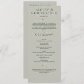 Moderne Minimale Mos & Sage Groene Huwelijksceremo Programmakaart (Voorkant / Achterkant)