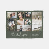 Moderne minimale multi-8 foto beste vrienden khaki fleece deken (Voorkant (Horizontaal))