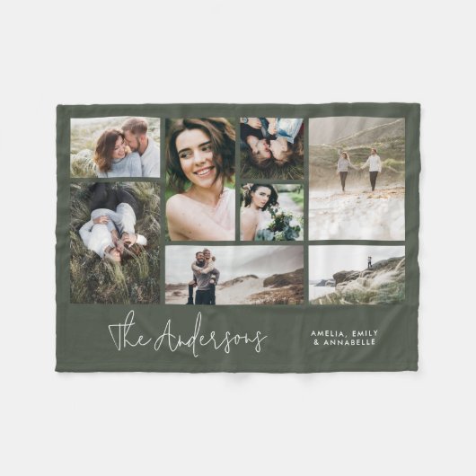 Moderne minimale multi-8 foto beste vrienden khaki fleece deken (Voorkant (Horizontaal))