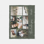 Moderne minimale multi-8 foto beste vrienden khaki fleece deken (Voorkant)