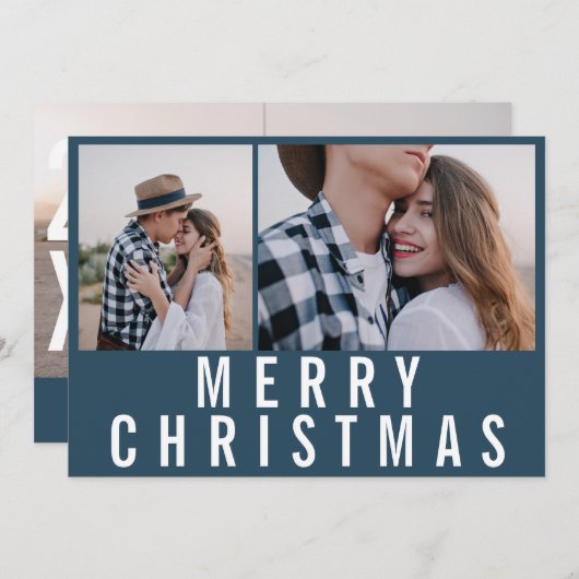Moderne, minimale multi-foto-chic-stijlvolle kerst (Voorkant / Achterkant)