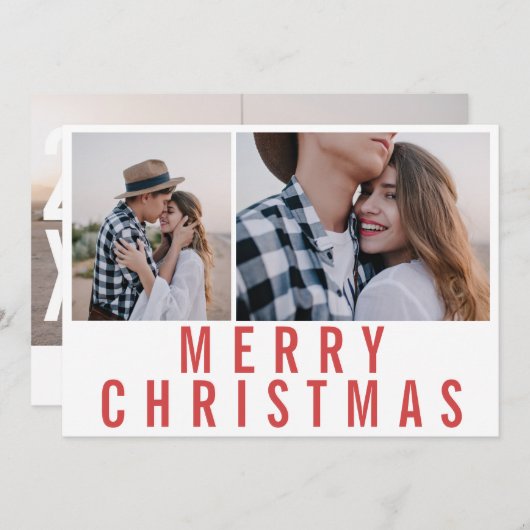 Moderne, minimale multi-foto-chic-stijlvolle kerst (Voorkant / Achterkant)