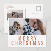 Moderne, minimale multi-foto-chic-stijlvolle kerst briefkaart (Voorkant / Achterkant)