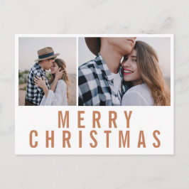 Moderne, minimale multi-foto-chic-stijlvolle kerst briefkaart