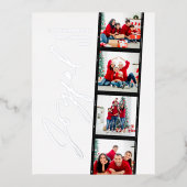 Moderne, minimale multi-foto kerstgroen script folie feestdagen briefkaart (Voorkant)