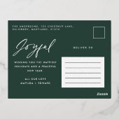 Moderne, minimale multi-foto kerstgroen script folie feestdagen briefkaart (Achterkant)