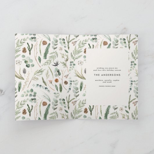 Moderne minimale multi foto Kerstmis elegant Bedankkaart (Binnen)