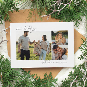 Moderne Minimale Multi Foto Vakantie Fotokaarten Feestdagenkaart