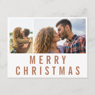 Moderne, minimale multi-fotostijlvolle Kerstmis Briefkaart