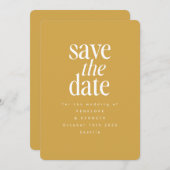 Moderne, minimale Mustard Yellow Simple Elegant Save The Date (Voorkant / Achterkant)