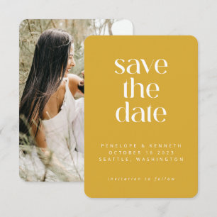 Moderne, minimale Mustard Yellow Simple Photo Save The Date