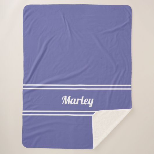 Moderne minimale naam Monogrammed Blue Sherpa Deken (Voorkant)
