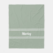 Moderne Minimale Naam Monogrammed de Groene Sage v Fleece Deken (Voorkant)