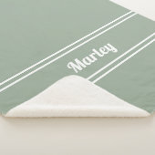 Moderne Minimale Naam Monogrammed de Groene Sage v Sherpa Deken (3/4)