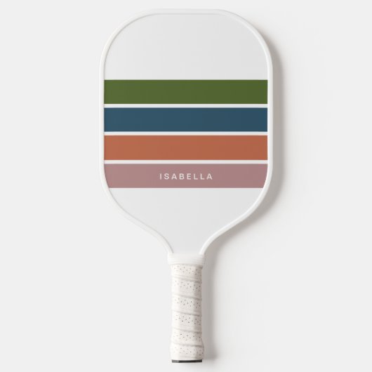 Moderne Minimale Naam Stripe Custom Pickleball Paddle (Voorkant)