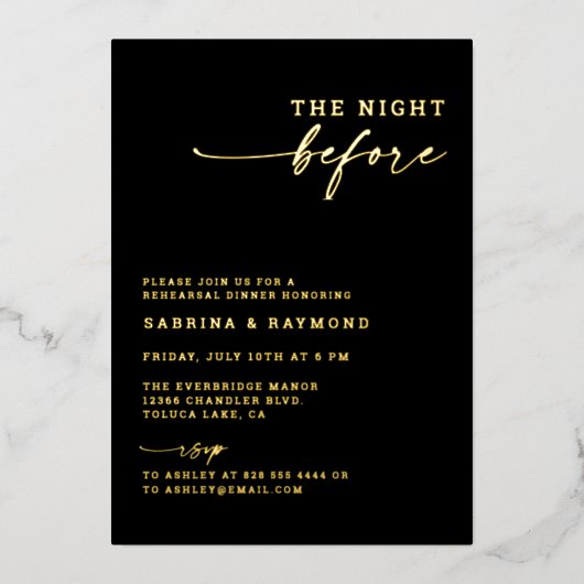 Moderne Minimale nacht voor het repetitief avondet Folie Uitnodiging (Voorkant)