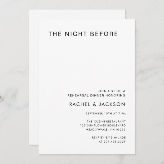 Moderne Minimale nacht voor het repetitief avondet Kaart (Voorkant / Achterkant)