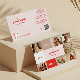 Moderne Minimale Nagelsalon Bedrijfsfotocollage Visitekaartje
