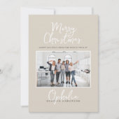 Moderne minimale natuurlijke script boho QRcode Feestdagenkaart (Voorkant)