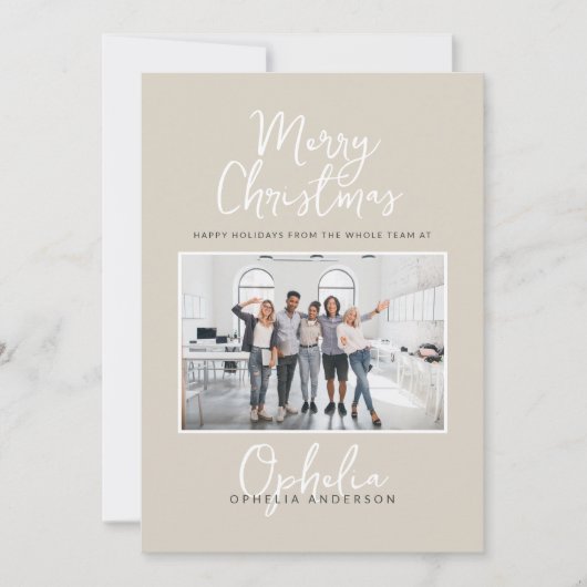 Moderne minimale natuurlijke script boho QRcode Feestdagenkaart (Voorkant)