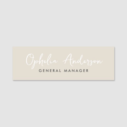 Moderne minimale natuurlijke script boho QRcode Naamplaatje (Voorkant)